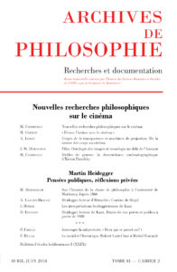 Nouvelles recherches philosophiques sur le cinéma