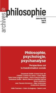 Philosophie, psychologie, psychanalyse : perspectives sur la transformation sociale