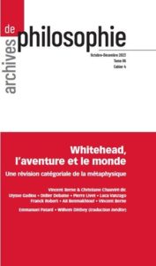 Whitehead, l’aventure et le monde  Une révision catégoriale de la métaphysique