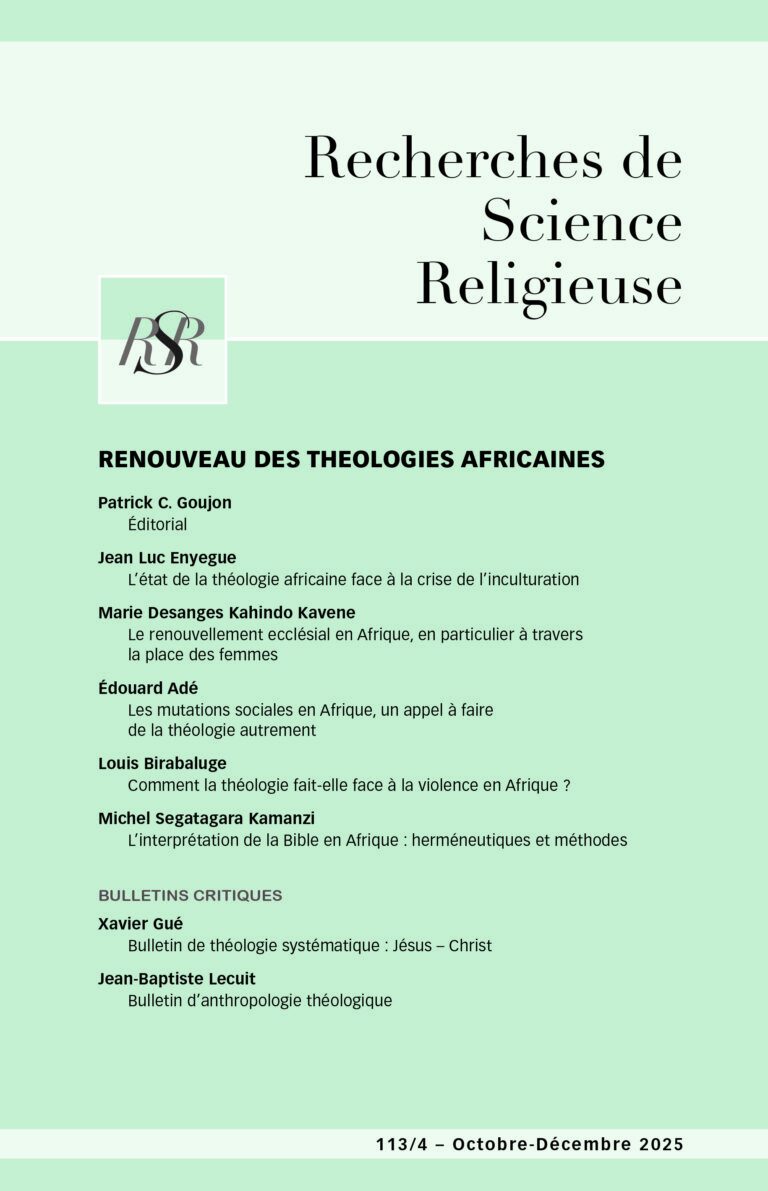 Renouveau des théologies africaines