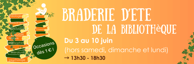 Braderie de la bibliothèque : du 3 au 10 juin (hors samedi au lundi inclus). Chaque jour de nouveaux livres !